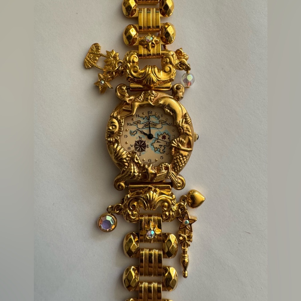 Kirks Folly Gold Plated Nautical Theme Watch (mermaid and seahorse)